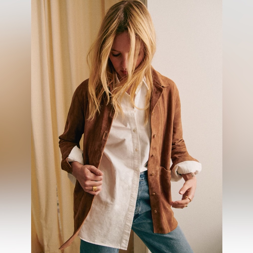 Sezane Brown Suede Leather Jacket